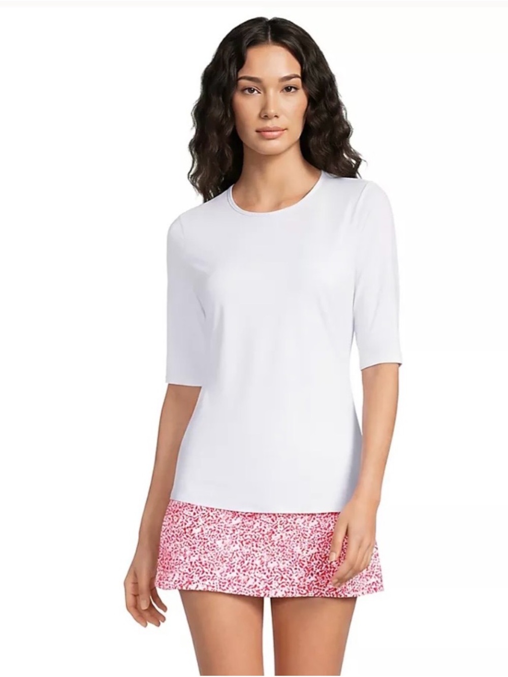 Lands' End Swim Tee Rash Guard UPF 50 in White Size - M/L or 10-12  **NWOT** - Picture 2 of 12